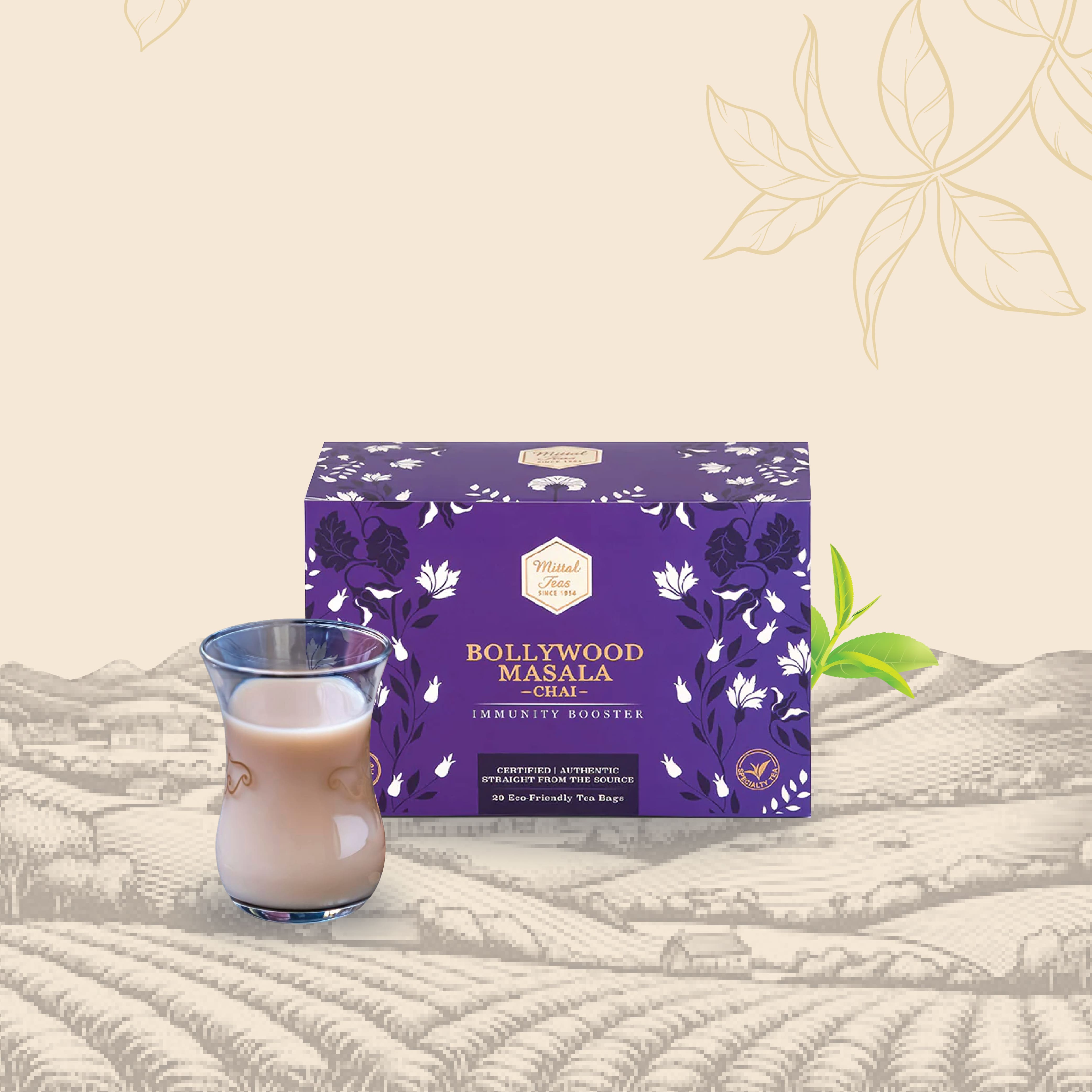Mittal Teas Bollywood Masala Chai: Organic Indian Tea Bags | Handcrafted, Eco-Friendly | Vegan, Keto-Friendly | Gourmet Blend | Imported Authenticity