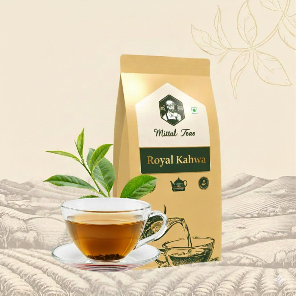Mittal Teas – Royal Kashmiri Kahwa | Authentic Saffron Green Tea with Cardamom, Cinnamon, and Rose Petals