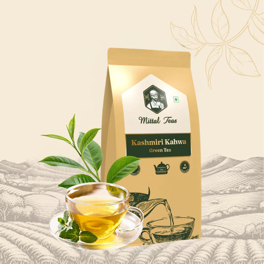 Mittal Teas – Kashmiri Kahwa Green Tea | Authentic Royal Blend with Cardamom & Cinnamon