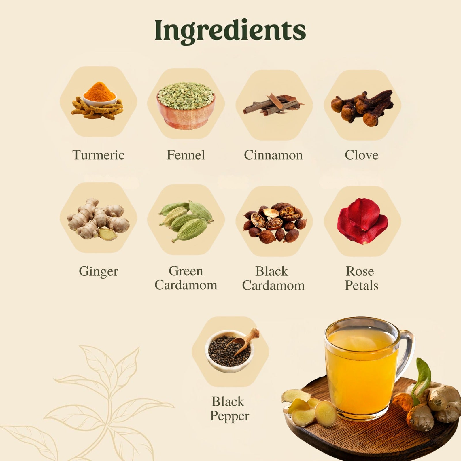 Mittal Teas – Turmeric Elixir | Healing Herbal Blend with Turmeric, Fennel, Cardamom, Clove, and Ginger