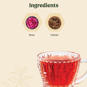 Mittal Teas Refreshing Rose Vetiver Herbal Tea Full Leaves | with Intense Aroma | 100% Organic Ingredients | 20 Eco-Friendly Pyramid Bags | 40 gm