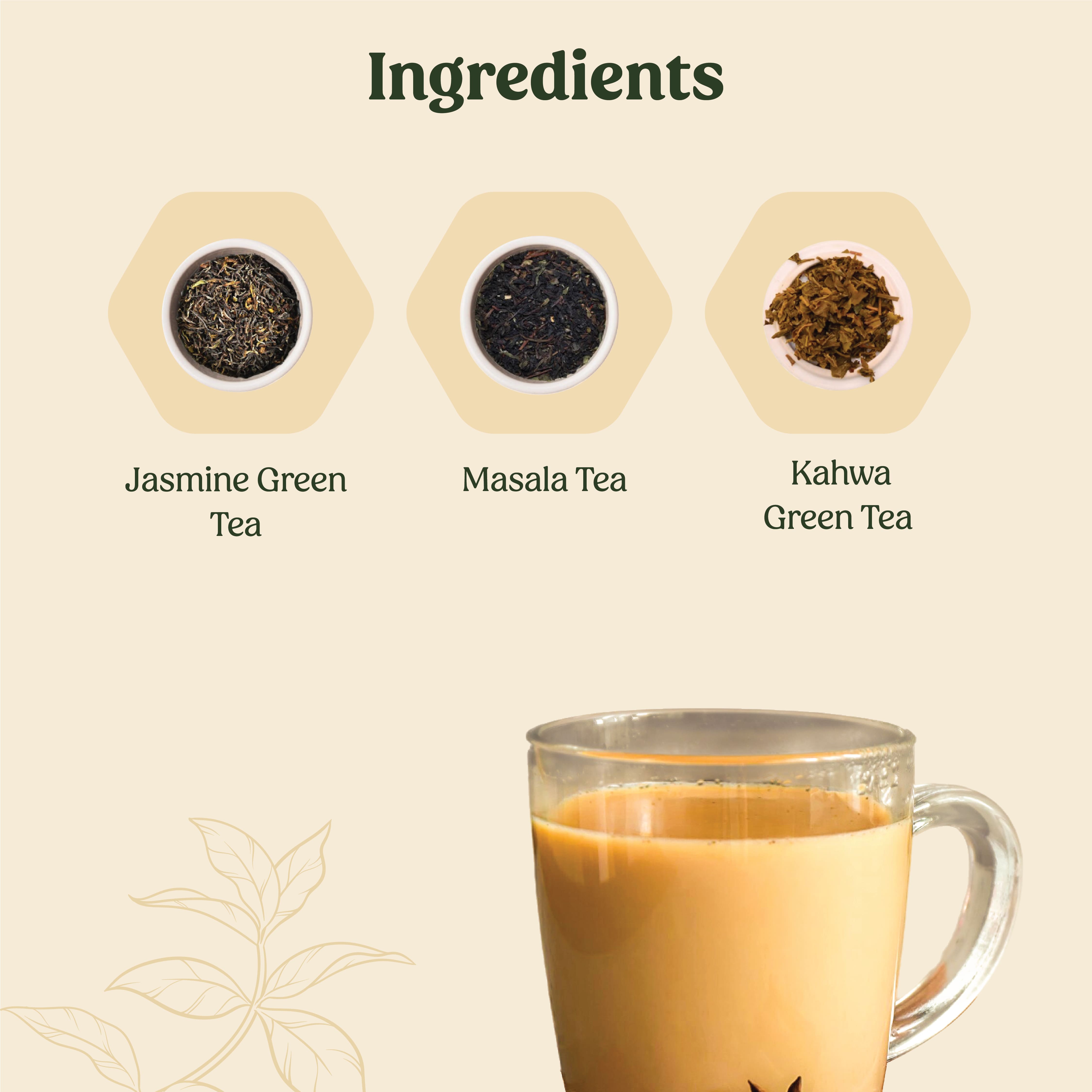 Mittal Teas Teas of India Gift Box, 3 x 20g, Masala Tea, Kahwa Green Tea, Jasmine Green Tea
