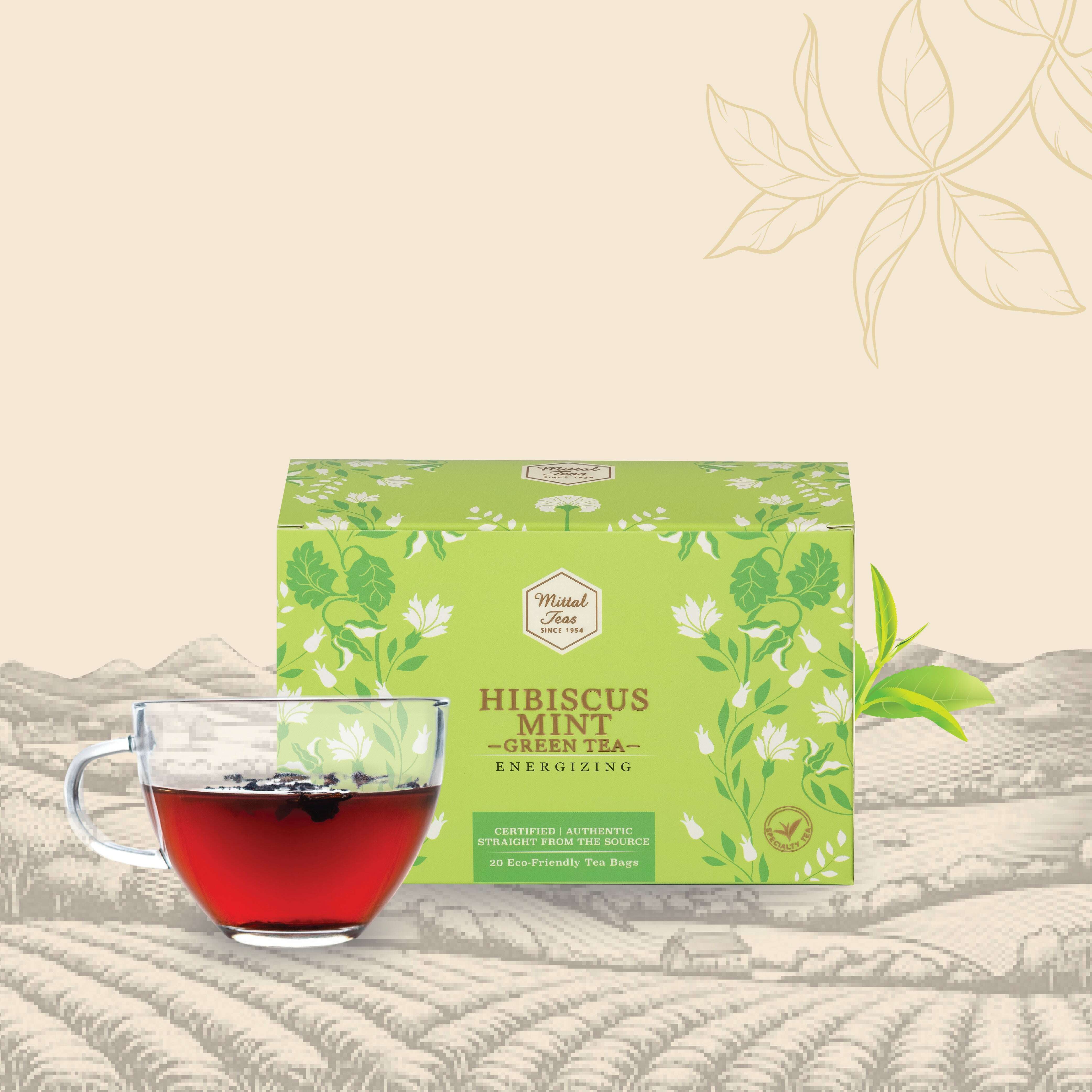 Mittal Teas, Green Tea | 20 Eco-Friendly Pyramid Tea Bags | All Natura