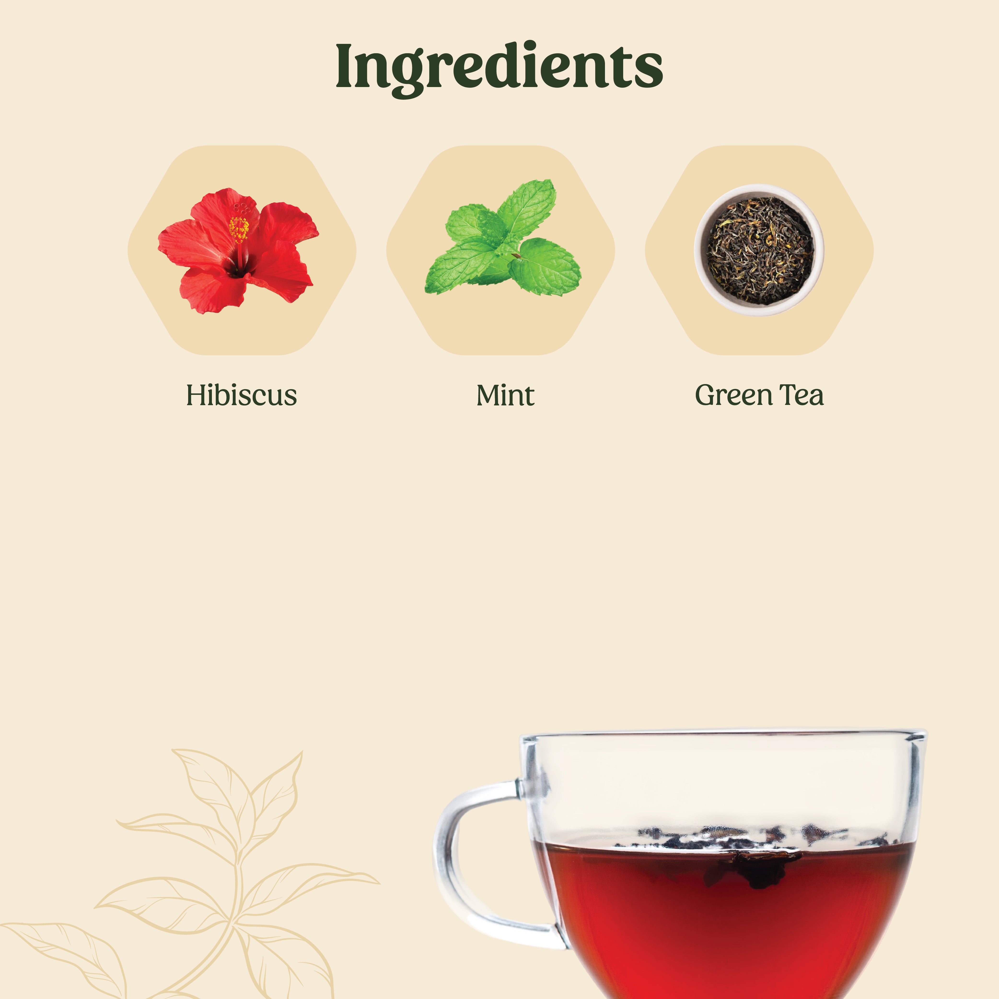 Mittal Teas, Green Tea | 20 Eco-Friendly Pyramid Tea Bags | All Natural Organic Ingredients | Hibiscus Mint | Fresh Detox For Healthy Skin, 40 GM ( 20 Bags Hibiscus Mint)