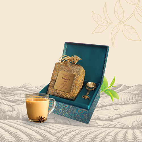 Mittal Teas Premium Organic Loose Leaf Masala Tea Party Pack Sampler 100g | Rich Assam Tea & Kerala Spices | Herbal Tea Gift Set | Fabric Gift Box | Ideal Gift for Tea Lovers