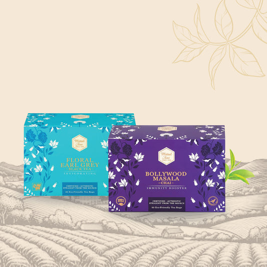 Mittal Teas, Black Tea | 20 Eco-Friendly Pyramid Tea Bags | All Natural Organic Ingredients | Fresh Detox For Healthy Skin, 40 GM (20 Bags) (Floral Earl & Bollywood Masala, Combo)
