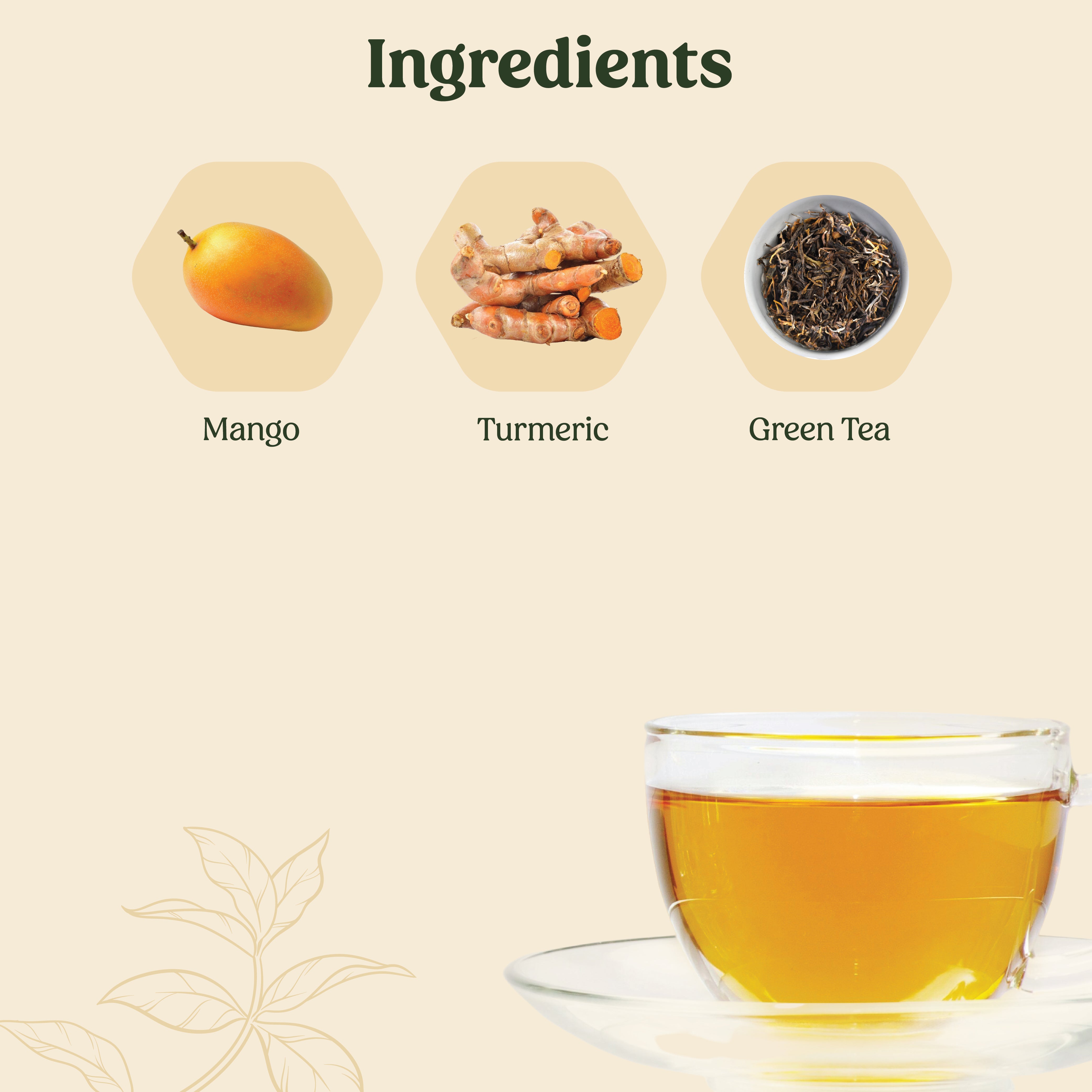 Mittal Teas, Mango Turmeric Green Tea | 20 Eco-Friendly Pyramid Tea Bags | All Natural Organic Ingredients | Fresh Detox For Healthy Skin, 40 GM