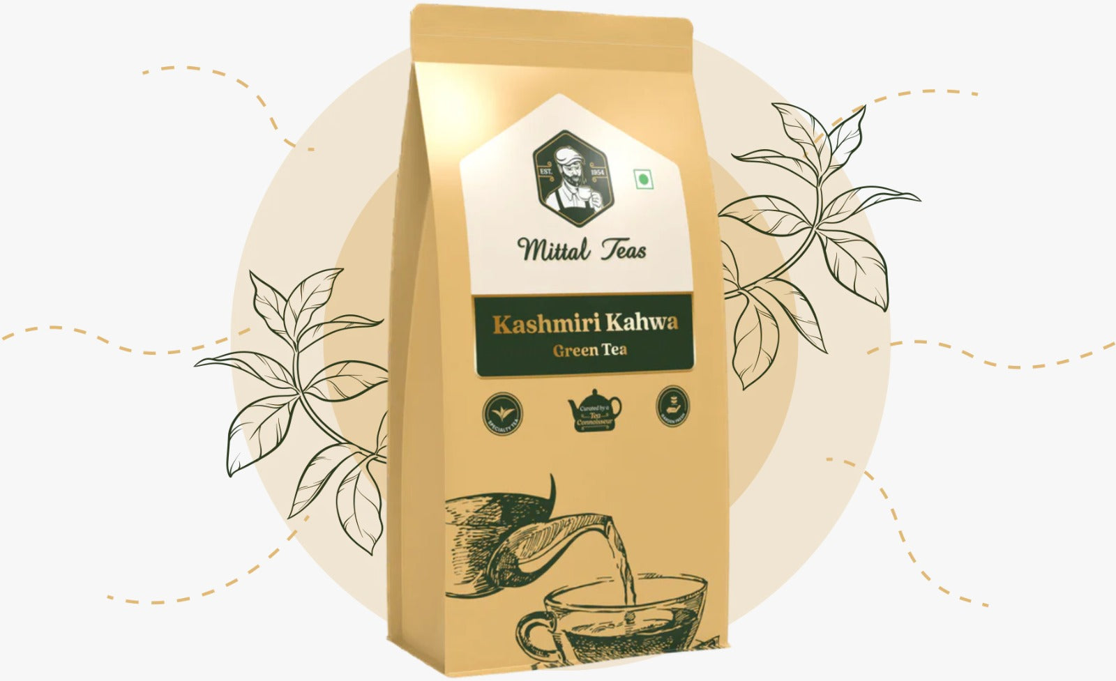 Mittal Teas – Kashmiri Kahwa Green Tea | Authentic Royal Blend with Cardamom & Cinnamon