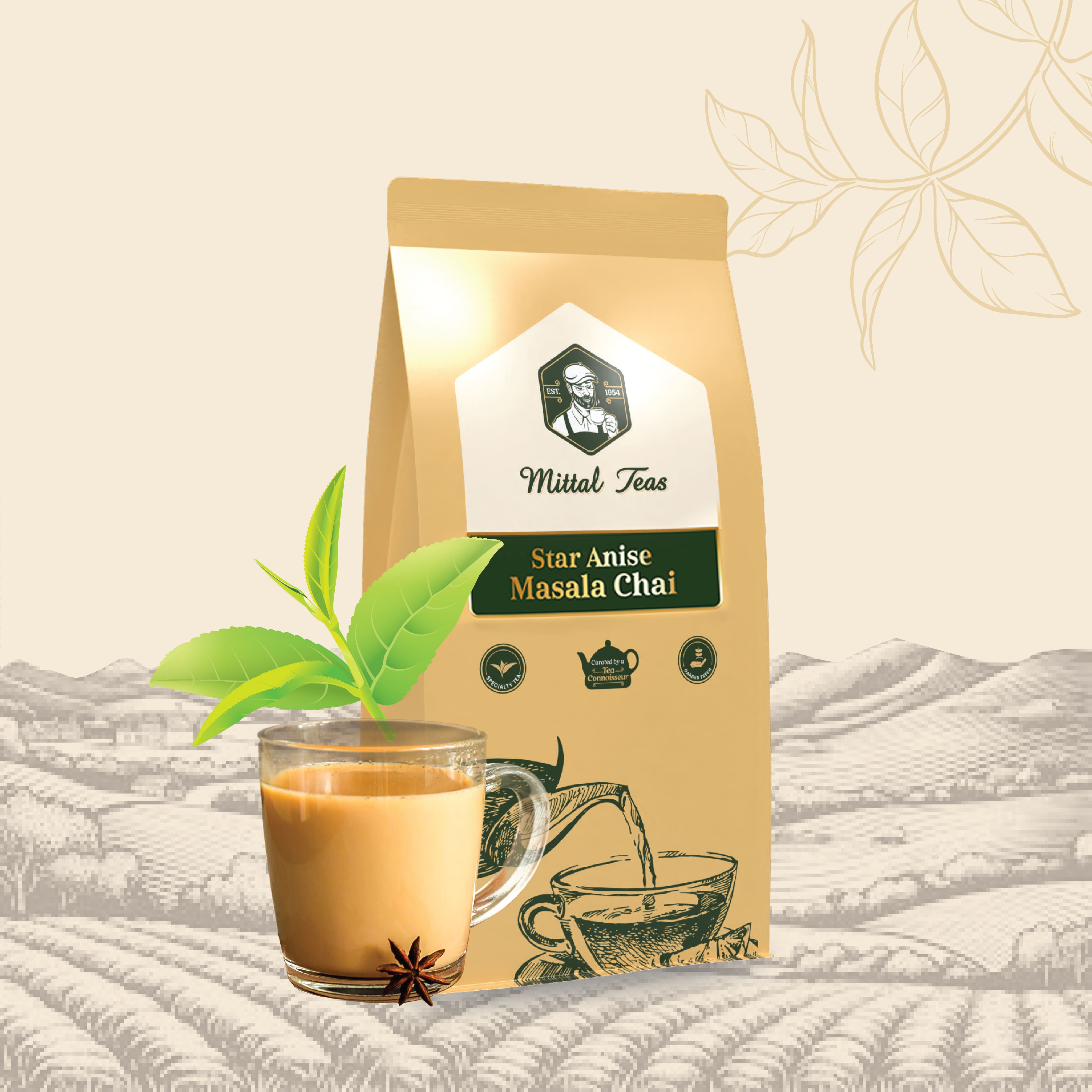 Mittal Teas - Star Anise Masala Chai | Premium Spiced Tea Blend with Assam Black Tea, Star Anise, Cardamom & Cinnamon