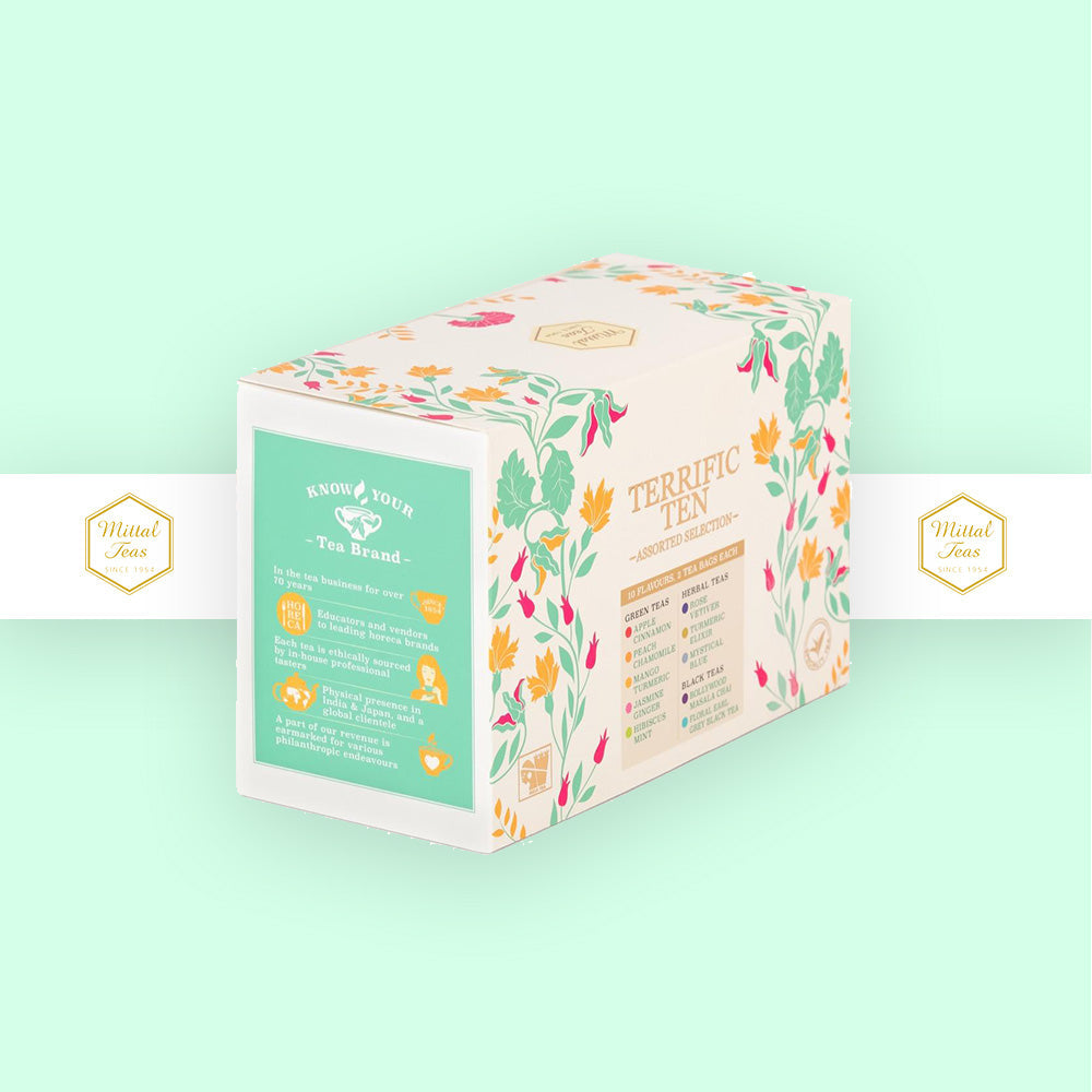 Terrific Ten Assorted Teas (10 Flavours, 2 Tea Bags each) | Sampler - Mittal Teas