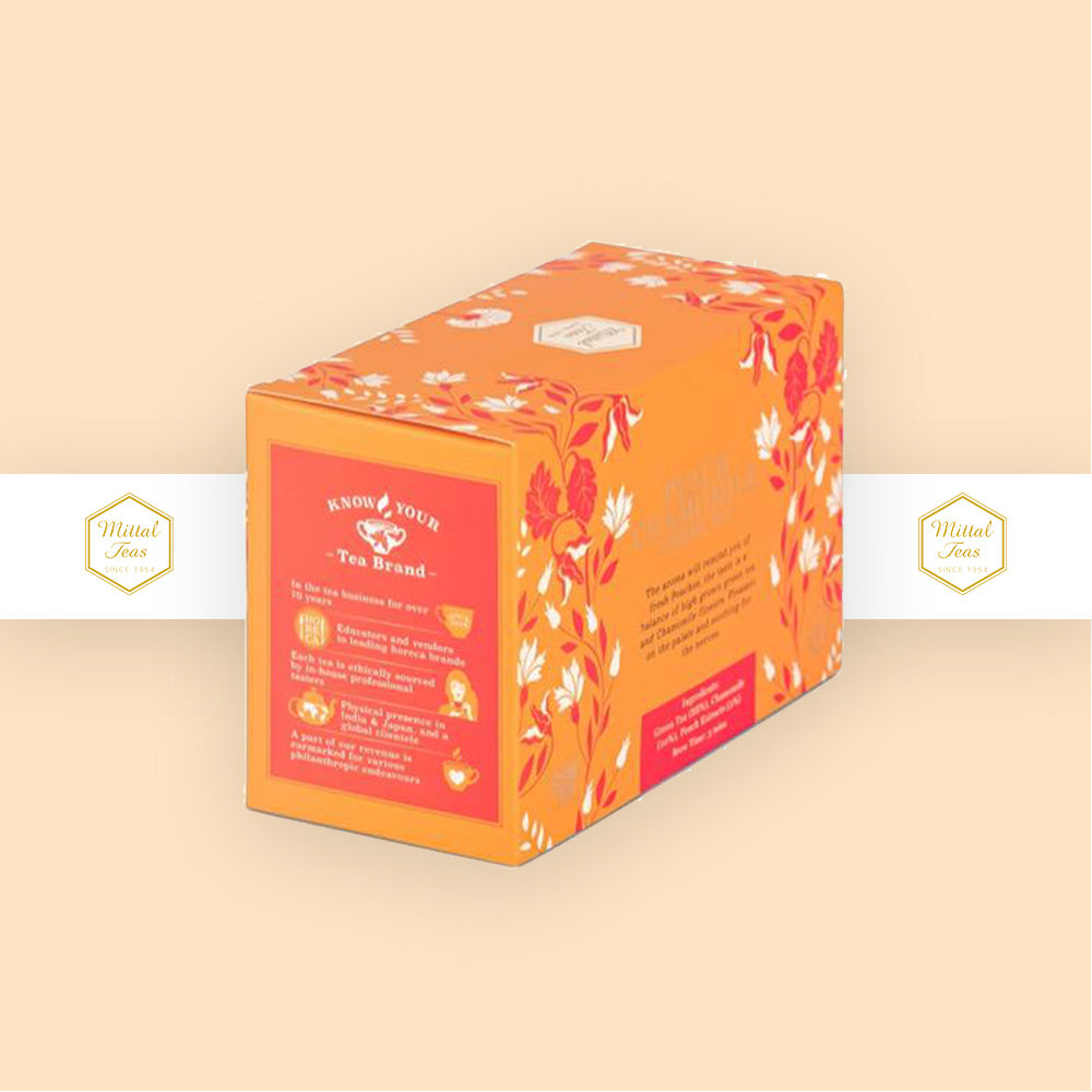 Peach Chamomile Green Tea | 20 Eco Friendly Bags - Mittal Teas