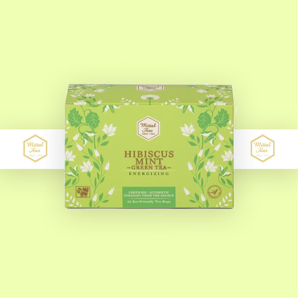 Hibiscus Mint Green Tea | 20 Eco Friendly Bags - Mittal Teas