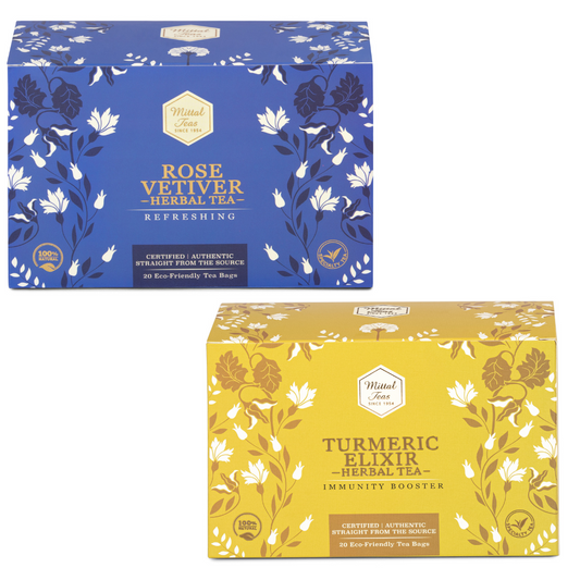PMS Care Kit - Turmeric Elixir & Rose Vetiver (20 Teabags Each) - Mittal Teas